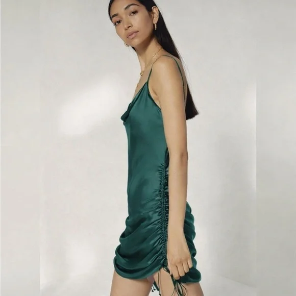 Wilfred Deep Teal Satin Cowl Neck dress size small - Picture 1 of 11